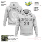 Custom Gray Steel Gray-White 3D Lung Cancer World Cancer Day Ribbon Support Sports Pullover Sweatshirt Hoodie