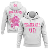 Custom White Pink 3D Breast Cancer World Cancer Day Ribbon Support Sports Pullover Sweatshirt Hoodie