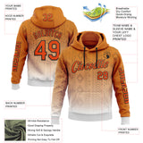 Custom Orange White-Black 3D Pattern Design Ethnic Tribal Sportswear Pullover Sweatshirt Hoodie