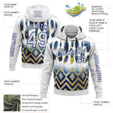Custom White Royal 3D Pattern Design Native American Tribal Sportswear Pullover Sweatshirt Hoodie