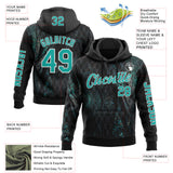 Custom Black Aqua-White 3D Pattern Design Ethnic Tribal Sportswear Pullover Sweatshirt Hoodie