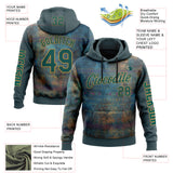 Custom Green Midnight Green-Old Gold 3D Pattern Design Ethnic Tribal Sportswear Pullover Sweatshirt Hoodie