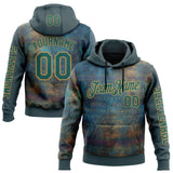 Custom Green Midnight Green-Old Gold 3D Pattern Design Ethnic Tribal Sportswear Pullover Sweatshirt Hoodie