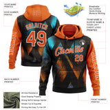 Custom Black Orange-White 3D Pattern Design Ethnic Tribal Sportswear Pullover Sweatshirt Hoodie