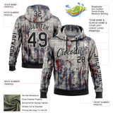 Custom Gray Black-White 3D Pattern Design Ethnic Tribal Sportswear Pullover Sweatshirt Hoodie