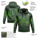 Custom Green White 3D Pattern Design Ethnic Tribal Sportswear Pullover Sweatshirt Hoodie