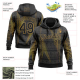 Custom Black Old Gold 3D Pattern Design Ethnic Tribal Sportswear Pullover Sweatshirt Hoodie