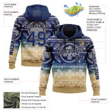 Custom Blue Royal-Old Gold 3D Pattern Design Ethnic Tribal Sportswear Pullover Sweatshirt Hoodie
