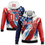 Custom Red Blue Black-White 3D American Flag Sports Pullover Sweatshirt Hoodie