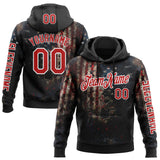 Custom Black Red-White 3D American Flag Sports Pullover Sweatshirt Hoodie
