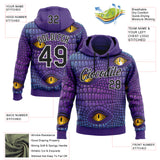 Custom Stitched Purple Black-White 3D Pattern Design Crocodile Skin Print Sportswear Pullover Sweatshirt Hoodie