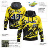 Custom Stitched Yellow Navy Black-White 3D Pattern Design Snake Skin Print Sportswear Pullover Sweatshirt Hoodie