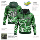 Custom Stitched Green Black-White 3D Pattern Design Snake Skin Print Sportswear Pullover Sweatshirt Hoodie