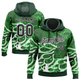 Custom Stitched Green Black-White 3D Pattern Design Snake Skin Print Sportswear Pullover Sweatshirt Hoodie