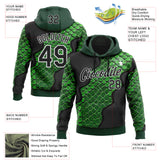 Custom Stitched Green Black-White 3D Pattern Design Snake Skin Print Sportswear Pullover Sweatshirt Hoodie