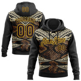 Custom Stitched Black Brown Cream-Yellow 3D Pattern Design Snake Skin Print Sportswear Pullover Sweatshirt Hoodie