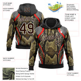 Custom Stitched Black Brown Red-White 3D Pattern Design Snake Skin Print Sportswear Pullover Sweatshirt Hoodie