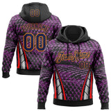 Custom Stitched Purple Navy Black Red Bay Orange-White 3D Pattern Design Snake Skin Print Sportswear Pullover Sweatshirt Hoodie