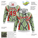 Custom Stitched Green Red Black-White 3D Pattern Design Snake Skin Print Sportswear Pullover Sweatshirt Hoodie