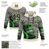 Custom Stitched Cream Black-Green 3D Pattern Design Snake Skin Print Sportswear Pullover Sweatshirt Hoodie