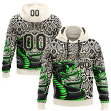 Custom Stitched Cream Black-Green 3D Pattern Design Snake Skin Print Sportswear Pullover Sweatshirt Hoodie