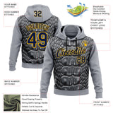 Custom Stitched Gray Navy Black-Gold 3D Pattern Design Snake Skin Print Sportswear Pullover Sweatshirt Hoodie