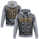 Custom Stitched Gray Navy Black-Gold 3D Pattern Design Snake Skin Print Sportswear Pullover Sweatshirt Hoodie