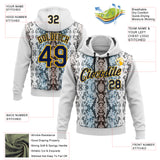 Custom Stitched White Navy Black Blue-Gold 3D Pattern Design Snake Skin Print Sportswear Pullover Sweatshirt Hoodie