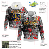 Custom Stitched White Navy Black Red-Gold 3D Pattern Design Snake Skin Print Sportswear Pullover Sweatshirt Hoodie