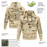 Custom Cream Vegas Gold-Black 3D Pattern Design Western Cowboy Tribal Ethnic Sports Pullover Sweatshirt Hoodie