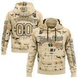 Custom Cream Vegas Gold-Black 3D Pattern Design Western Cowboy Tribal Ethnic Sports Pullover Sweatshirt Hoodie