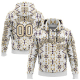 Custom White City Cream-Black 3D Pattern Design Western Cowboy Tribal Ethnic Sports Pullover Sweatshirt Hoodie