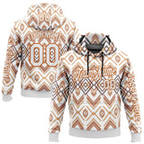 Custom White Texas Orange-Black 3D Pattern Design Western Cowboy Tribal Ethnic Sports Pullover Sweatshirt Hoodie