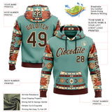 Custom Blue Brown-City Cream 3D Pattern Design Western Cowboy Tribal Ethnic Sports Pullover Sweatshirt Hoodie