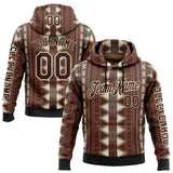 Custom Brown City Cream-Black 3D Pattern Design Western Cowboy Tribal Ethnic Sports Pullover Sweatshirt Hoodie