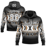 Custom Black White-Gray 3D Pattern Design Western Cowboy Tribal Ethnic Sports Pullover Sweatshirt Hoodie