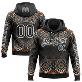 Custom Black White 3D Pattern Design Western Cowboy Tribal Ethnic Sports Pullover Sweatshirt Hoodie