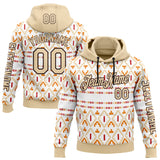Custom White City Cream-Brown 3D Pattern Design Western Cowboy Tribal Ethnic Sports Pullover Sweatshirt Hoodie