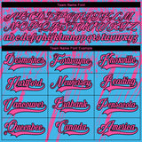 Custom Sky Blue Pink Black-White 3D Splash Hockey Lace Neck Jersey