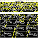 Custom Black Neon Yellow-White 3D Splash Hockey Lace Neck Jersey