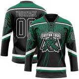 Custom Black Kelly Green-White 3D Splash Hockey Lace Neck Jersey