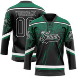 Custom Black Kelly Green-White 3D Splash Hockey Lace Neck Jersey