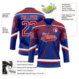 Custom Royal Red-White 3D Splash Hockey Lace Neck Jersey