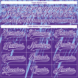 Custom Purple Light Blue-White 3D Splash Hockey Lace Neck Jersey