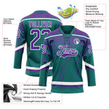 Custom Teal Purple-White 3D Splash Hockey Lace Neck Jersey