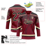 Custom Crimson Black-Cream 3D Splash Hockey Lace Neck Jersey