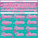 Custom Aqua Pink-White 3D Splash Hockey Lace Neck Jersey