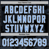 Custom Stitched Black Light Blue-White 3D Pattern Design Curve Lines Sports Pullover Sweatshirt Hoodie