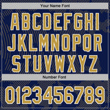 Custom Stitched Navy Old Gold-White 3D Pattern Design Curve Lines Sports Pullover Sweatshirt Hoodie