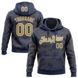 Custom Stitched Navy Old Gold-White 3D Pattern Design Curve Lines Sports Pullover Sweatshirt Hoodie